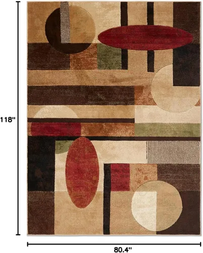Vista 3 de Home Dynamix Tribeca Jasmine - Alfombra de área geométrica contemporánea, marrón/rojo, 6 pies 7 pulgadas x 9 pies 10 pulgadas