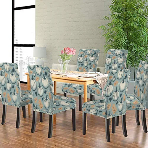 Vista 73 de CAPSCEOLL Christmas Dining Chair Covers,Snowflakes Festive Winter Pattern Stretch Chair Covers for Dining Room Set of 2 Washable Spandex Parson