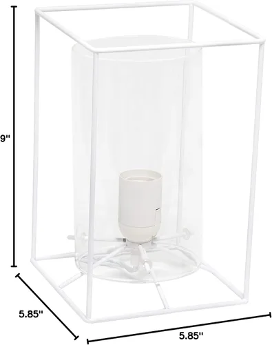 Vista 7 de Elegant Designs LT2069-WHT Lámpara de mesa pequeña de vidrio y metal, color blanco y transparente