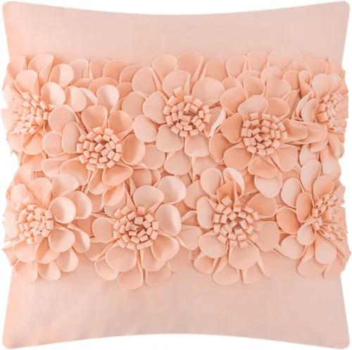 Vista 13 de JWH Fundas de cojines decorativos con flores 3D hechas a mano, estéticas, fundas de almohadas de acento floral, fundas de almohada de terciopelo Azul