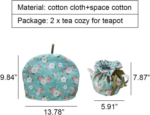 Vista 7 de Té aislado acogedor para tetera y hervidor de agua - Verde Verde Floral