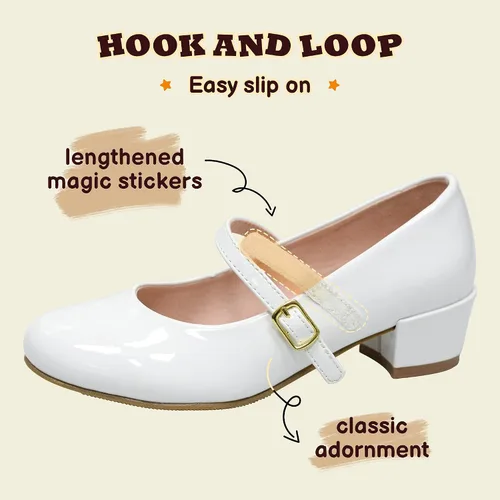 Vista 4 de Zapatos de vestir para niñas, zapatos de vestir Mary Jane para niñas, zapatos de princesa para boda, fiesta, niña, zapatos escolares de tacón bajo