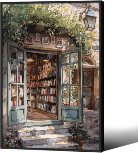 Vista 11 de Haitunone Arte de Pared de Lectura Femenina Victoriana Academia Oscura Libros Melancólicos Póster Pintura al Óleo Antigua Impresiones en Lienzo