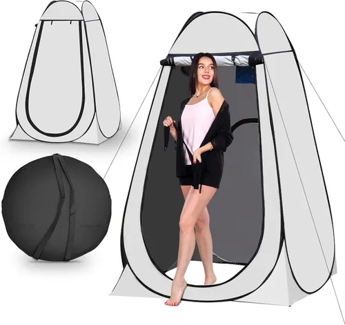 Vista 11 de Carpa portátil emergente de privacidad, carpa para baño al aire libre, inodoro, regadera, campamento, espaciosa, para senderismo, playa, pícnic