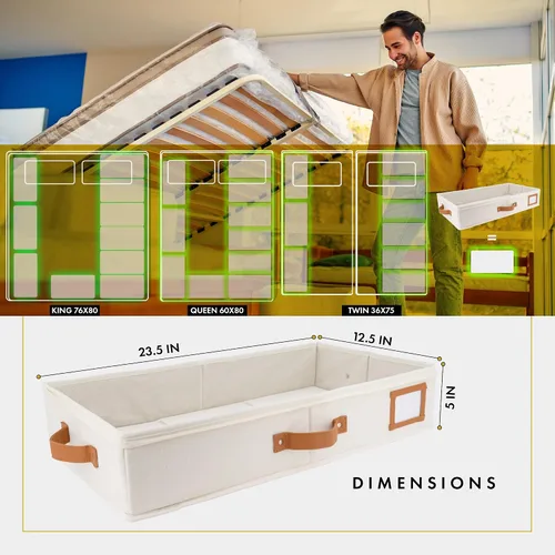 Vista 2 de HOMELUX THEORY 2 piezas de contenedores de almacenamiento debajo de la cama, organizador de cajones debajo de la cama con compartimentos y tapas