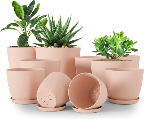 Vista 7 de Utopia Home - Macetas de Interior con Drenaje - Macetas de Flores de 7/6.6/6/5.3/4.8 Pulgadas para Plantas de Interior - Juego de 5 Macetas