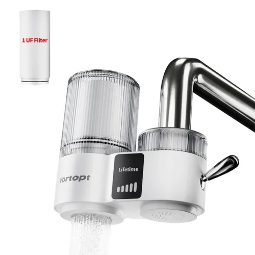 Vista 12 de Vortopt Filtro de agua de bloque de carbono para grifo de fregadero, filtro de agua certificado NSF/ANSI 42, con pantalla y capacidad de 400 galones.