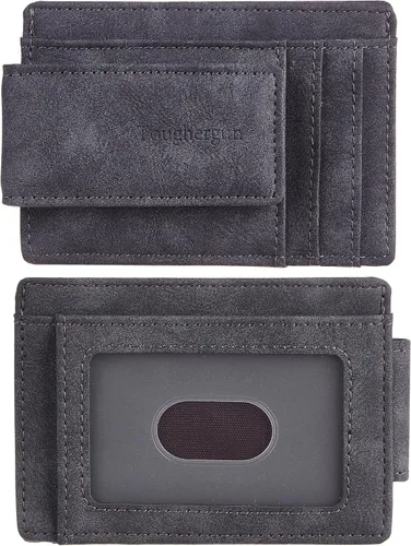 Vista 26 de Cartera minimalista Toughergun para hombres con clip de dinero magnético, cartera de cuero, tarjetero de crédito con bloqueo RFID Negro