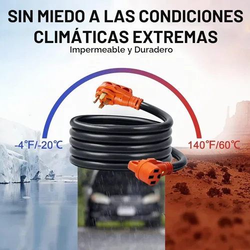 Vista 4 de VEVOR Cable de extensión de 50 amperios para RV, de 15 pies, cable de alimentación para RV resistente STW de calibre 6/3+8/1, enchufe macho NEMA