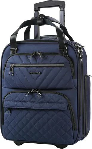 Vista 9 de KROSER - Equipaje de mano multifuncional para mujer, ligera, maleta para colocar debajo del asiento, 16 pulgadas, Verde militar