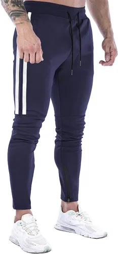 Vista 3 de DIOTSR Pantalones deportivos de entrenamiento para hombre, pantalones de correr ajustados para hombre, pantalones deportivos de gimnasio a rayas