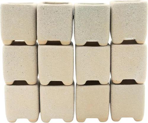 Vista 10 de Paquete de 12 macetas cuadradas modernas para suculentas de 1.6 pulgadas con gran orificio de drenaje, macetas rústicas de cerámica texturizada