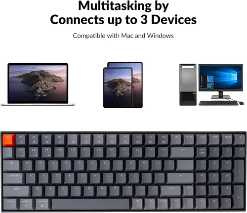 Vista 5 de Keychron K4 Teclado mecánico inalámbrico Bluetooth 51con cable USB compacto 96 diseño 100 teclas teclado de computadora Gateron G Pro interruptor