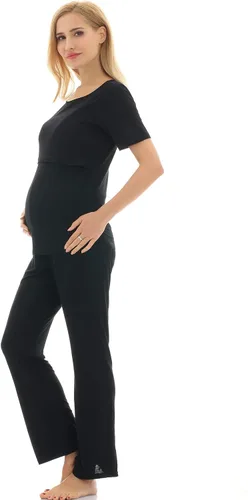 Vista 4 de Bearsland Conjunto de ropa de dormir de maternidad para mujer, pijama de lactancia materna