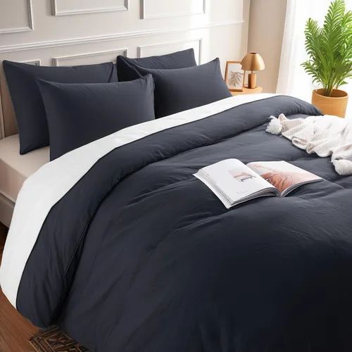Vista 323 de NEXHOME PRO Funda de edredón Twin XL 100% algodón lavado, transpirable, duradera, texturizada, similar al lino, juego de ropa de cama para el hogar