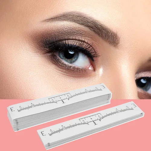 Vista 7 de KINGMAS - Paquete de 100 reglas para cejas, plantilla desechable para microblading Guía adhesiva de cejas para herramientas de medición para cejas