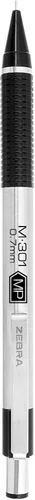 Vista 2 de Zebra Pen M-301 - Lápiz mecánico, barril de acero inoxidable, punta media, 0.028 in, agarre negro (paquete de 1)