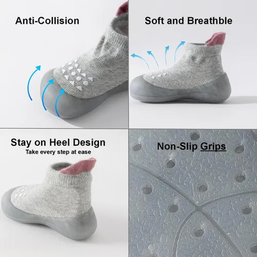 Vista 5 de Hstyle Baby Sock Shoes Toddler Non-Slip Slippers Infant Walking Shoes Soft Rubber Sole Sneakers for Baby Boys Girls