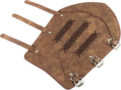 Vista 3 de HZMAN Largo Style Knights - Brazaletes de cuero sintético para armadura medieval con hebilla ajustable par de brazaletes