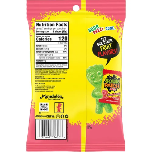 Vista 13 de Sour Patch Kids, Caramelos de goma suaves y masticables de sandía, 8 onzas
