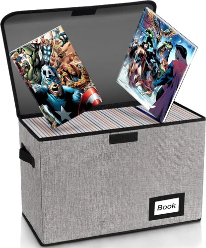Vista 13 de Caja de Almacenamiento de Cómics, 15.8" X 7.8" X 11.8", Resistente Plegable Contiene 160-180 Cómics Contenedor Organizador Estante