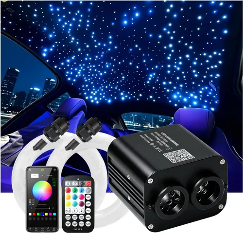 Vista 15 de Twinkle Starlight Headliner Light,16W 400pcs 6.5ft LED Star Kit de luz de fibra óptica de techo APP/Control remoto para coche/hogar/fiesta