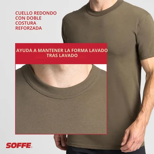 Vista 6 de Soffe Paquete de 3 camisetas militares de poliéster y algodón de Estados Unidos para hombre Canela
