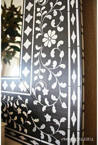 Vista 4 de Plantilla de incrustaciones indias – Diseños de incrustaciones de hueso para muebles – Plantilla reutilizable para decoración del hogar