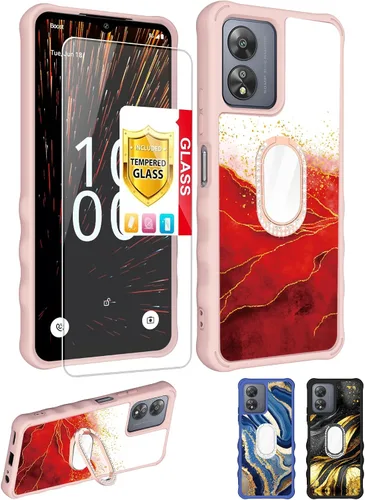 Vista 28 de Aroepurt Boost Mobile Celero 5G SC 2024 - Funda compatible con Boost Celero5G SC con protector de pantalla de vidrio templado, protección de grosor