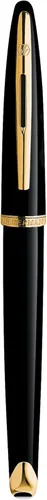 Vista 4 de Pluma estilográfica Waterman Carene Deluxe con punta mediana de oro macizo y tinta azul (S0699940), negro, dorado (Black Sea and Gold)