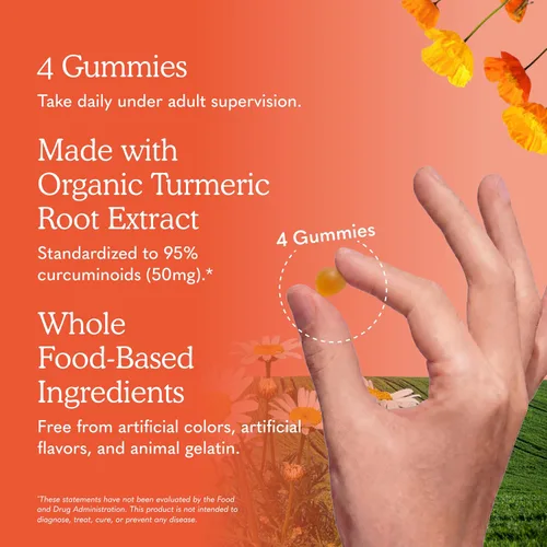 Vista 5 de Garden of Life Organics - Gomitas de respuesta antiinflamatoria de cúrcuma, 120 gomitas de frutas reales para niños y adultos, 50 mg de curcumina
