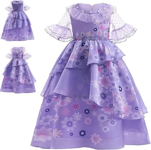 Vista 4 de Vestido de disfraz de Mirabel para niñas, disfraz de princesa Isabela Madrigal, tutú para Halloween, fiesta de cumpleaños