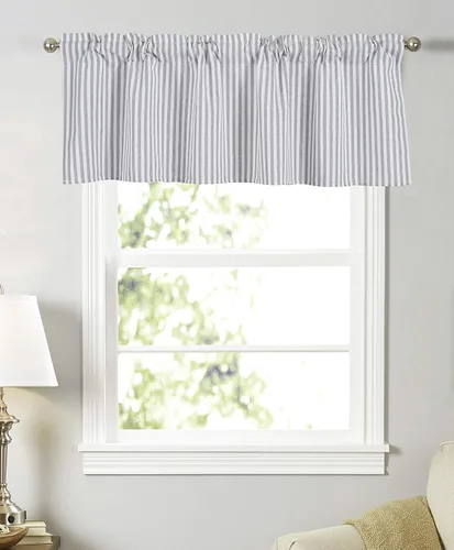 Vista 2 de Cortinas texturizadas a rayas con patrón de rayas para ventana reductora de luz para sala de estar, dormitorio, cocina, cenefa con bolsillo