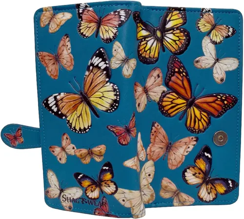 Vista 14 de Shag Wear Bumblebee Garden Large Wallet 7" Blue Bumblebee Garden Blue