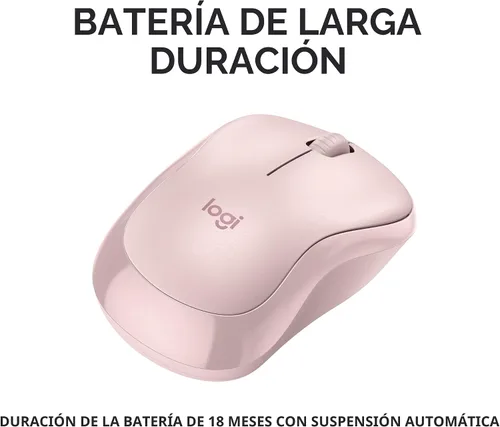Vista 4 de Logitech M240 - Ratón inalámbrico compacto y silencioso con Bluetooth, color rosa Bluetooth connectivity, no USB receiver, quiet clicks, 3