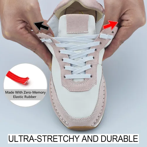 Vista 3 de VEILLEONG 2 pares de cordones elásticos sin corbata, talla única para todos los zapatos de adultos y niños