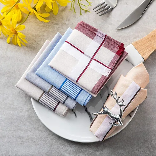 Vista 5 de Pañuelo de 24 piezas para hombre pañuelo a cuadros para hombre suave regalo para hombres talla única Multi color talla única