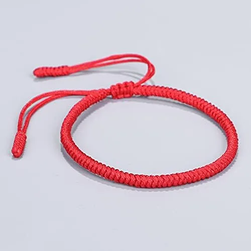 Vista 7 de COLORFUL BLING Pulseras tejidas budistas tibetanas hechas a mano para hombre y mujer, pulseras de cuerda roja de la suerte para joyería de protección