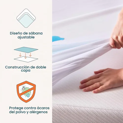 Vista 3 de Linenspa Protector de colchón impermeable de 5 lados, transpirable