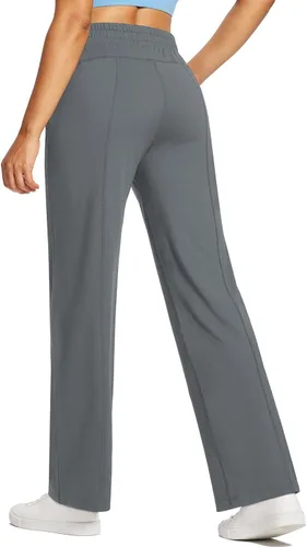 Vista 2 de baleaf Pantalones deportivos de pierna recta de 28 a 30 pulgadas para mujer, pantalones deportivos de pierna ancha, bolsillos elásticos y suaves