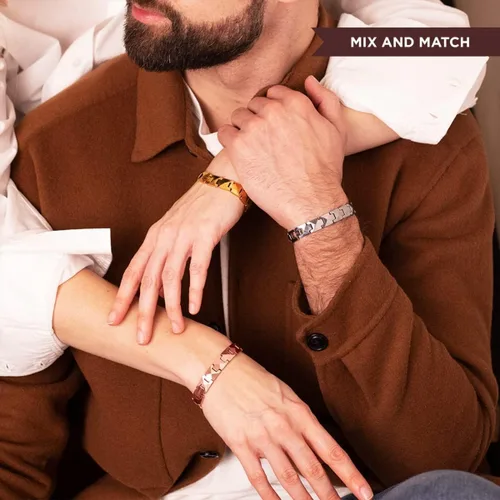 Vista 2 de HOLVIST Pulsera magnética para hombres y mujeres 4000 Gauss Pulseras magnéticas para hombres y mujeres Viene con longitud ajustable, herramienta