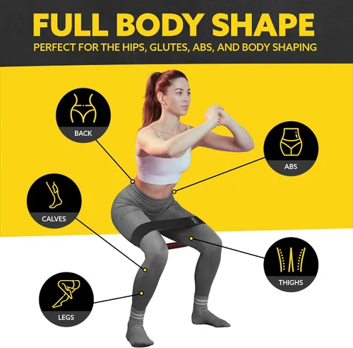 Vista 5 de Bandas de resistencia de tela para entrenamiento, bandas para glúteos para mujeres y hombres, juego de bandas de ejercicio para piernas y glúteos