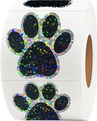 Vista 18 de Calcomanías de Huellas de Patas de Oso, Calcomanías Redondas Transparentes de 1.5" con Línea de Perforación (500 PCS, Naranja)