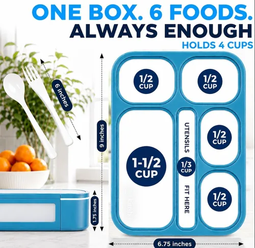 Vista 2 de Fiambrera BENTO para niños, fiambrera para mujer, adultos, recipiente para guardar la comida hermético Fiambreras para raciones planificadas