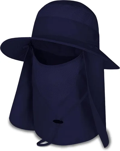 Vista 2 de Sombrero de pesca Sun Bonnie para hombres y mujeres, protección UV, gorra ligera, ala ancha, solapa desmontable para el cuello y cubierta facial