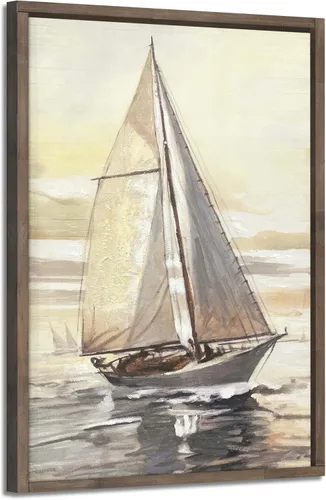 Vista 14 de Arte de pared enmarcado costero abstracto, imagen de silla de playa, pintura moderna del océano, impresiones de paisaje marino relajante, decoración