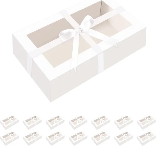 Vista 8 de HAPPY POTATO Paquete de 15 cajas de macarrones para 12, 7.2 x 4 x 1.9 pulgadas, caja de embalaje de macarrones con cinta, cajas de macarrones negros