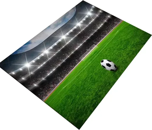Vista 17 de Alfombra de campo de fútbol infantil de 2 x 3 pies para dormitorio de niños, alfombra de campo de fútbol verde antideslizante, alfombra