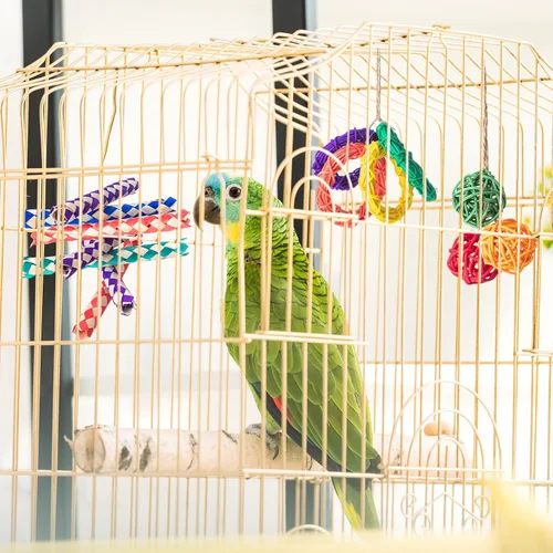 Vista 7 de Hiboom 200 juguetes para pájaros: 100 trampas para dedos, 60 bolas de ratán, 40 anillos de vid, bolas de mimbre de loro, cacatúas y periquitos
