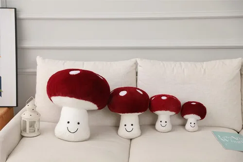 Vista 4 de Almohada de algodón con forma de hongo precioso relleno de hongos (8 pulgadas)